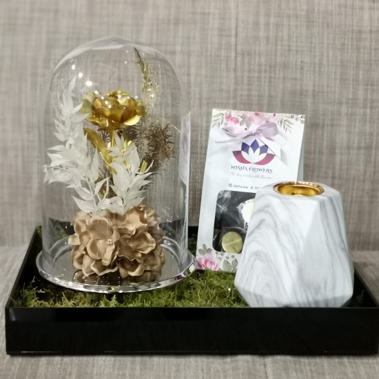 Gold Flower Vase Combo